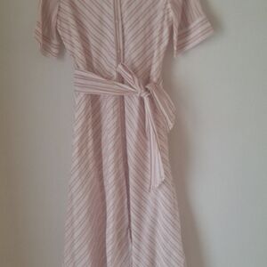 Classic Casual Beautiful Ralph Lauren Women's Pink Striped Dress Sz12 100% Coton